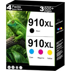 خراطيش حبر 910XL عالية الإنتاجية بديلة لطابعات HP 910 XL مناسبة لطابعات OfficeJet Pro 8020 8025 8028 8030 8035 8010 8015 8018 8022 مع شريحة V21.3.1 (سماوي أرجواني أصفر أسود، 4 عبوات) in Kuwait