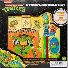 Stamp & Doodle - سلاحف النينجا - مجموعة الإبداع، دفتر الملاحظات الحلزوني TMNT، أنشطة ملصقات الطوابع الملونة، اللعب الحرفي، الأطفال بعمر 5 سنوات فما فوق in Kuwait