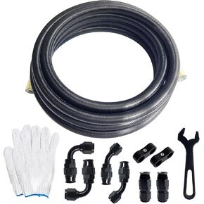 6AN PTFE مجموعة خط الوقود AN6 E85 النايلون مضفر خرطوم الوقود خط 10FT مع 8 قطعة وصلة خرطوم الوقود قطب محول تركيب عدة in Kuwait
