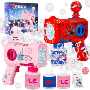 Bubble Gun for Kids, 2 Pack Bubble Machine, Outdoor Summer Toys for Kids 3-8, Toddler Blaster with Powerful Motor, Light-Up Blower for Backyard, Beach, Pool, and Birthday in Saudi Arabia