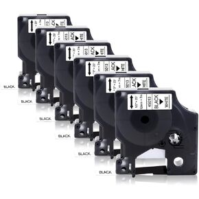 6 عبوات 45013 شريط متوافق مع Dymo 160 Label Maker Refill 1/2 بوصة أسود على أبيض D1 شريط ملصقات 45013 a45013 45013s S0720530 لـ LabelManager 280 160 420P 220P 210D 360D 450D، 23 قدمًا in Kuwait
