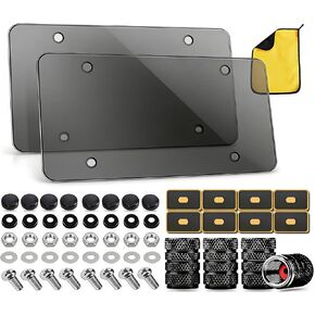 License Plate Cover & Frames: 2PCS Clear License Plate Protector, Unbreakable Covers for Protecting Front/Rear License Plate with Screws, Cover for Most US License Plates in Saudi Arabia