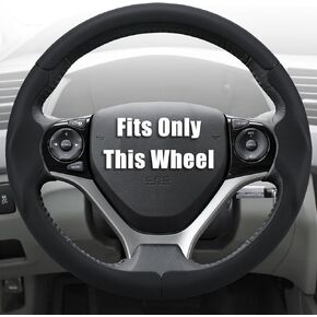 Aimato Customized Steering Wheel Cover for Honda Civic 2006-2011 (3 Spoke 8th), Thin,Anti-Slip,Scratch-Resistant Exclusive Car Accessory for Honda, Nappa Black in Kuwait