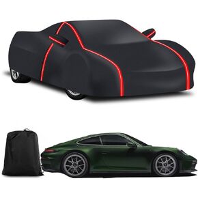 Waterproof Car Cover for Porsche 911/718/for Boxster,All Weather Outdoor 230T Polyester with Driver Door Zipper, Snow Rain Dust Sun UV Protection,Includes Storage Bag（Black+Red） in Saudi Arabia