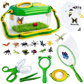 YongnKids Bug Catcher for Kids,28 Pcs Bug Catching Kit with Butterfly Net Magnifying Glass Insect Catcher Tweezers, Insects & Insect Cognition Cards,Outdoor Explorer Kit for Kids Age 3 4-8 in Kuwait