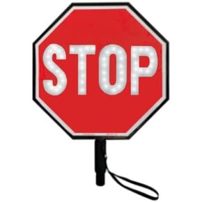 18" 2-Sided Handheld "STOP - STOP" Paddle Sign with Reflective Aluminum, Rechargeable LED Light, Ideal for Traffic Control, Safety Signage, Emergency Use in Saudi Arabia