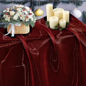 MDS® Pack of 100 Yard Sheer Organza Fabric for Wedding Party Home Event Banquet Decorations, Backdrop Curtain Craft Dress Sewing Fashion DIY Crystal Organza Tulle Fabric Bolt 44" Wide - Burgundy in Saudi Arabia