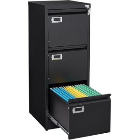 Black 3 Drawer File Cabinet,Metal Filing Cabinets with Lock,Office File Storage Cabinet for A4/Letter/Legal Size File(Assembly Required) in Saudi Arabia