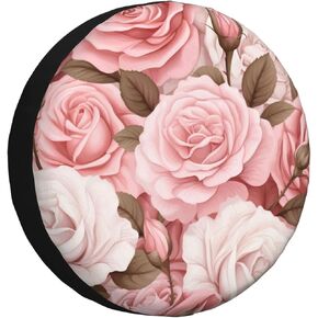 Spare Tire Cover Vintage Pink Rose Flower Floral Tire Cover 17 Inch Wheel Covers for Rv Trailer Jeep SUV Truck Camper Vehicles Dust-Proof Waterproof Tire Protectors in Saudi Arabia