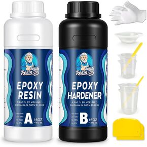 UncleResin 32oz Epoxy Resin Kit - Easy Mix 1:1 Crystal Clear Epoxy Resin Self Leveling No Yellowing No Bubble Casting Resin for Art Crafts, Jewelry Making, Wood & Resin Molds in Saudi Arabia