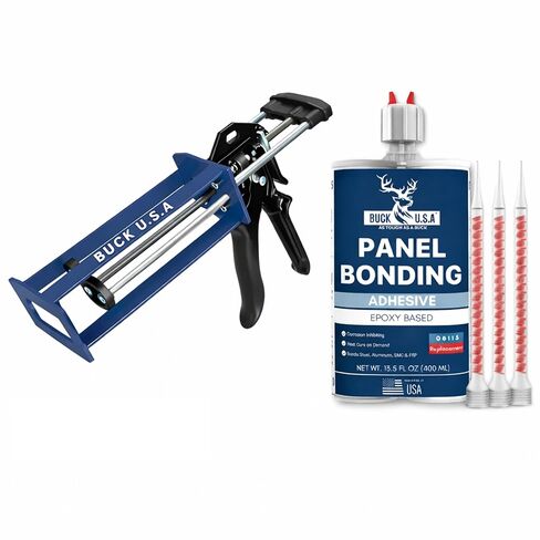 Buck Panel Bonding Adhesive, Two-Part Epoxy, 400 ml/13.5 fl oz Cartridge, 08115 Replacement, Heavy-Duty Metal Glue for Automotive Use, Bonds w/Steel, Aluminum, Plastic & More, OEM Recommended, Black in Saudi Arabia