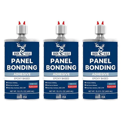 Buck Panel Bonding Adhesive, Two-Part Epoxy, 400 ml/13.5 fl oz Cartridge, 08115 Replacement, Heavy-Duty Metal Glue for Automotive Use, Bonds w/Steel, Aluminum, Plastic & More, OEM Recommended, Black in Saudi Arabia