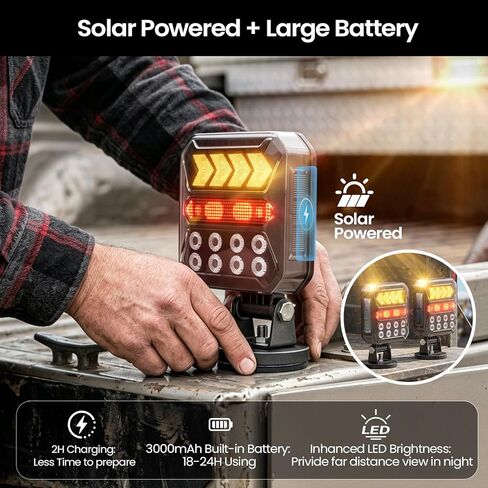 Wireless Trailer Lights Magnetic, Solar Rechargeable LED Trailer Light Kit, 3000mAh Waterproof Tow Tail Lights with Turn Signal Brake Reverse Modes for RV Boat Truck Agricultural Machinery & Towing in Saudi Arabia