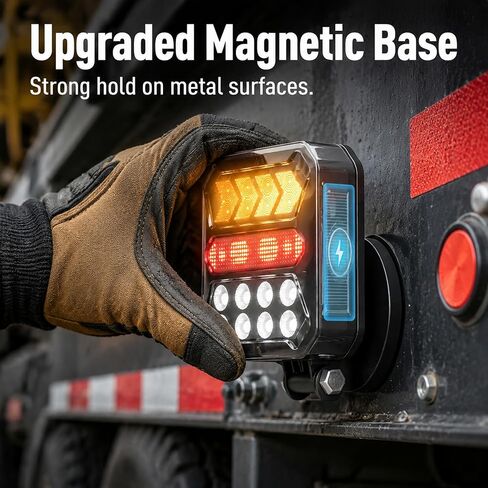 Wireless Trailer Lights Magnetic, Solar Rechargeable LED Trailer Light Kit, 3000mAh Waterproof Tow Tail Lights with Turn Signal Brake Reverse Modes for RV Boat Truck Agricultural Machinery & Towing in Saudi Arabia