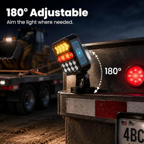 Wireless Trailer Lights Magnetic, Solar Rechargeable LED Trailer Light Kit, 3000mAh Waterproof Tow Tail Lights with Turn Signal Brake Reverse Modes for RV Boat Truck Agricultural Machinery & Towing in Saudi Arabia