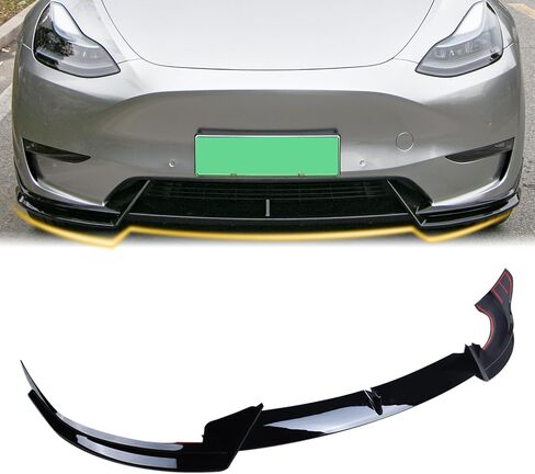 المصد الأمامي للشفة الأمامية والجناح الأمامي المناسب لملحقات Tesla Model Y 2020 2021 2022 2023 2024 (أسود لامع) in Saudi Arabia