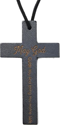 Bless This Car Solid Wood Cross Car Hanging Ornament, Rearview Mirror Charm Blessing for Safe Driving, Gift for Husband, Boyfriend or a Loved One, New Car Gift in Saudi Arabia