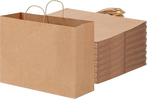 OUTUXED 60pcs 16x6x12 Inch Large Paper Bags with Handles, Kraft Brown Paper Gift Bags for Business, Merchandise, Gifts, Shopping, Retail Stores, Birthday Party in Saudi Arabia