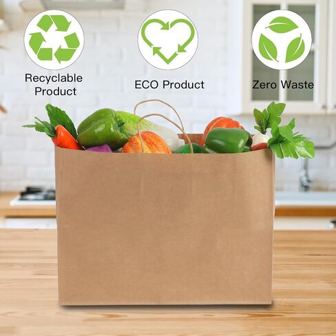 OUTUXED 60pcs 16x6x12 Inch Large Paper Bags with Handles, Kraft Brown Paper Gift Bags for Business, Merchandise, Gifts, Shopping, Retail Stores, Birthday Party in Saudi Arabia