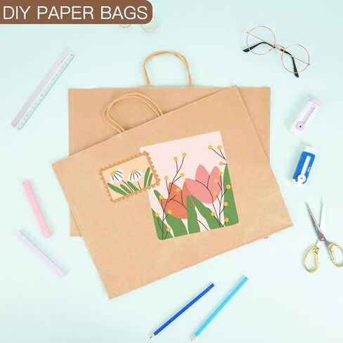 OUTUXED 60pcs 16x6x12 Inch Large Paper Bags with Handles, Kraft Brown Paper Gift Bags for Business, Merchandise, Gifts, Shopping, Retail Stores, Birthday Party in Saudi Arabia