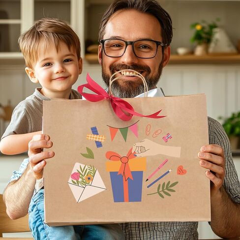 OUTUXED 60pcs 16x6x12 Inch Large Paper Bags with Handles, Kraft Brown Paper Gift Bags for Business, Merchandise, Gifts, Shopping, Retail Stores, Birthday Party in Saudi Arabia