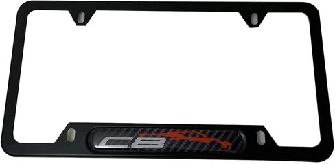 2pcs C8 License Plate Frames Covers Holder, for Corvette C8, Stainless Steel Made,Black in Saudi Arabia