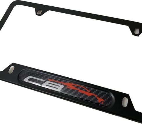 2pcs C8 License Plate Frames Covers Holder, for Corvette C8, Stainless Steel Made,Black in Saudi Arabia