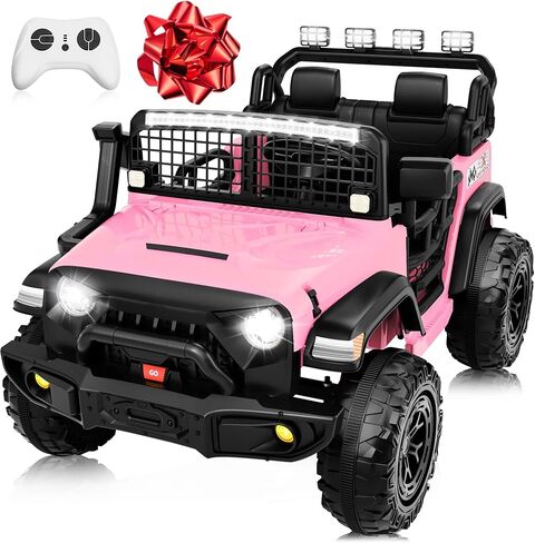 ألعاب ركوب JOYRACER 24 فولت للأطفال الكبار، سيارة ركوب بمقعدين مع محركات 800 وات، مقعد 20 بوصة، جهاز تحكم عن بعد، أضواء متعددة LED، 3 سرعات، بلوتوث، ممتص للصدمات، شاحنة ركوب كهربائية 4 × 4 للأطفال، وردي in Kuwait