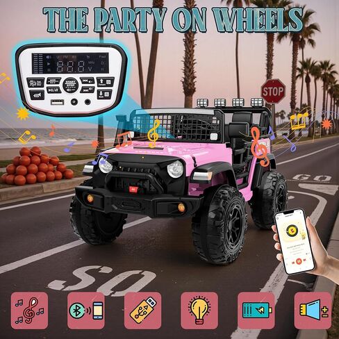 ألعاب ركوب بمقعدين من JOYRACER 24 فولت للأطفال الكبار، عجلات شاحنة بقوة 800 وات مع جهاز تحكم عن بعد، مقاعد 20 بوصة، تشغيل/فرامل ناعمة، بلوتوث، أضواء LED، سيارة ركوب كهربائية رباعية الدفع للأطفال من سن 3 إلى 8 سنوات، أحمر وردي in Kuwait