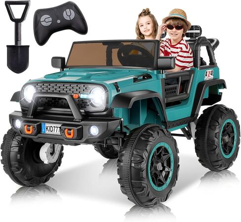 Hikole 24V Ride on Car for Kids,2 Seater Electric Truck with Remote Control, 4x100W Powerful Engine, 4WD/2WD Switchable, LED Headlight & Music Player, Battery Powered Ride on Toys for Boys Girls, Teal in Saudi Arabia