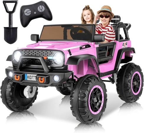 Hikole 24V Ride on Car for Kids,2 Seater Electric Truck with Remote Control, 4x100W Powerful Engine, 4WD/2WD Switchable, LED Headlight & Music Player, Battery Powered Ride on Toys for Boys Girls, Teal in Saudi Arabia