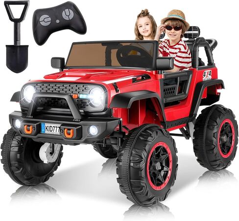Hikole 24V Ride on Car for Kids,2 Seater Electric Truck with Remote Control, 4x100W Powerful Engine, 4WD/2WD Switchable, LED Headlight & Music Player, Battery Powered Ride on Toys for Boys Girls, Teal in Saudi Arabia