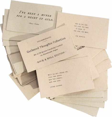 Sugarboo 50 Gathered Thoughts Collection of Rock n’ Roll Edition - Iconic Quotes on Handmade Paper - 3 x 6 inch Card Size in Saudi Arabia