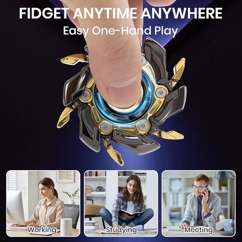Fidget Spinners, Metal Fidget Spinner Gifts for Adults & Boys, Mechanical Armor EDC Cool Finger Toys for ADHD & Anxiety Autism Stress Relief (Black) in Saudi Arabia