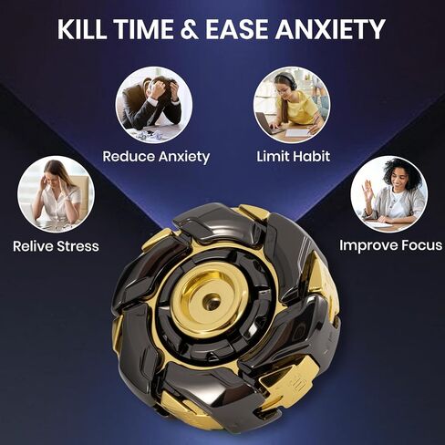 Fidget Spinners, Metal Fidget Spinner Gifts for Adults & Boys, Mechanical Armor EDC Cool Finger Toys for ADHD & Anxiety Autism Stress Relief (Black) in Saudi Arabia
