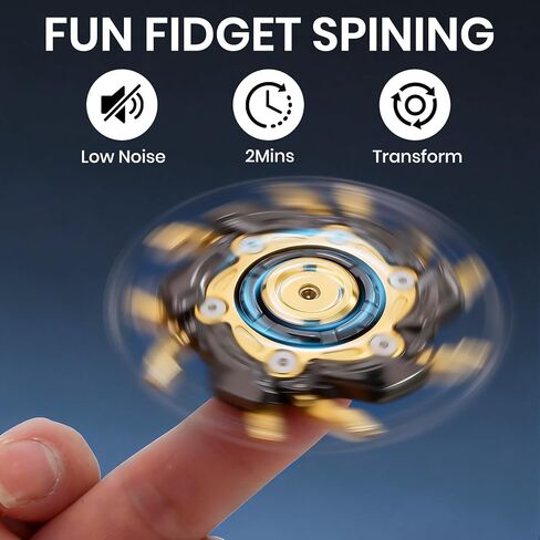 Fidget Spinners, Metal Fidget Spinner Gifts for Adults & Boys, Mechanical Armor EDC Cool Finger Toys for ADHD & Anxiety Autism Stress Relief (Black) in Saudi Arabia