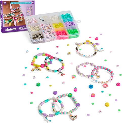 Claire’s DIY Bracelet Kit – 895-Piece Jewelry Making Supplies Set| Clay Heishi Beads, Alphabet, Charms, String| Friendship Bracelet Kit for Girls| Arts & Crafts Activity| Fashion Accessory Gift Age 8+ in Saudi Arabia