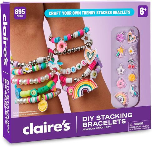 Claire’s DIY Bracelet Kit – 895-Piece Jewelry Making Supplies Set| Clay Heishi Beads, Alphabet, Charms, String| Friendship Bracelet Kit for Girls| Arts & Crafts Activity| Fashion Accessory Gift Age 8+ in Saudi Arabia