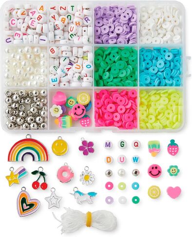 Claire’s DIY Bracelet Kit – 895-Piece Jewelry Making Supplies Set| Clay Heishi Beads, Alphabet, Charms, String| Friendship Bracelet Kit for Girls| Arts & Crafts Activity| Fashion Accessory Gift Age 8+ in Saudi Arabia