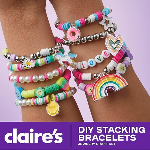 Claire’s DIY Bracelet Kit – 895-Piece Jewelry Making Supplies Set| Clay Heishi Beads, Alphabet, Charms, String| Friendship Bracelet Kit for Girls| Arts & Crafts Activity| Fashion Accessory Gift Age 8+ in Saudi Arabia