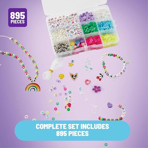 Claire’s DIY Bracelet Kit – 895-Piece Jewelry Making Supplies Set| Clay Heishi Beads, Alphabet, Charms, String| Friendship Bracelet Kit for Girls| Arts & Crafts Activity| Fashion Accessory Gift Age 8+ in Saudi Arabia