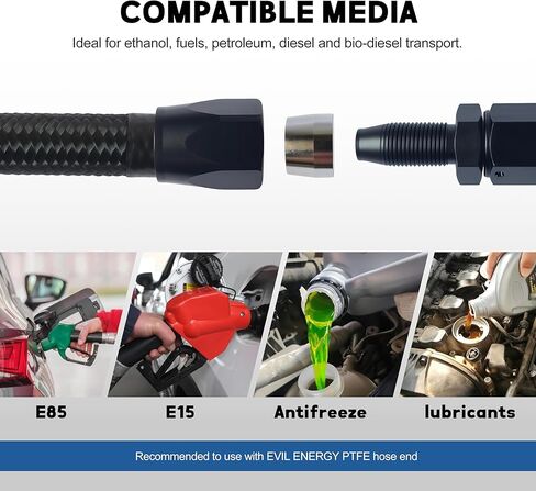 6AN PTFE مجموعة خط الوقود AN6 E85 النايلون مضفر خرطوم الوقود خط 10FT مع 8 قطعة وصلة خرطوم الوقود قطب محول تركيب عدة in Kuwait
