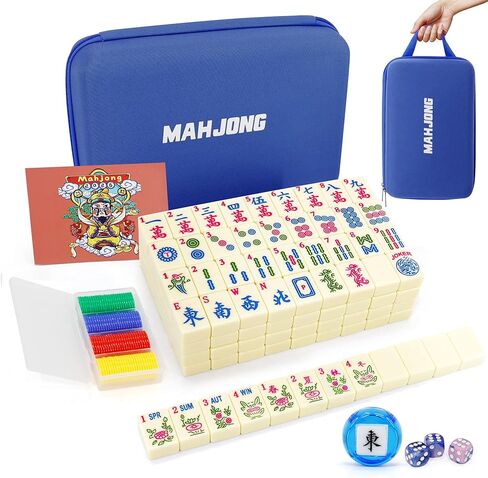 Jolitac American Mahjong Game Set, 166 Premium Tiles, Mahjong Tile Set with Sturdy Carrying Bag, Include Chips & Dice – Portable Travel Complete Mahjong Set for Adults & Beginners in Saudi Arabia