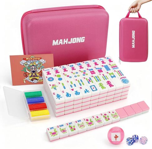 Jolitac American Mahjong Game Set, 166 Premium Tiles, Mahjong Tile Set with Sturdy Carrying Bag, Include Chips & Dice – Portable Travel Complete Mahjong Set for Adults & Beginners in Saudi Arabia