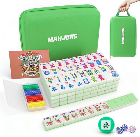 Jolitac American Mahjong Game Set, 166 Premium Tiles, Mahjong Tile Set with Sturdy Carrying Bag, Include Chips & Dice – Portable Travel Complete Mahjong Set for Adults & Beginners in Saudi Arabia