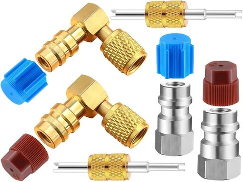 N85R R12 to R134A AC Fitting Conversion Adapter Kit, Quick Coupler Valve A/C 90° Port Retrofit High/Low Pressure in Saudi Arabia