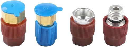 4-Piece R-12 to R-134a AC Retrofit Kit with Low and High Side Valves, 7/16 in and 3/8 in Ports, 2 Adapters & 4 Dust Caps for Vehicle A/C Conversion in Saudi Arabia