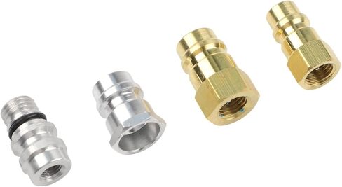 4-Piece R-12 to R-134a AC Retrofit Kit with Low and High Side Valves, 7/16 in and 3/8 in Ports, 2 Adapters & 4 Dust Caps for Vehicle A/C Conversion in Saudi Arabia