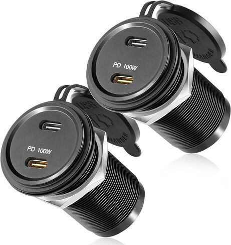 Acegoo 120W 12V USB Outlet, PD3.0 100W Type-C Car Laptop Charger, Dual Port Fast Charging Socket for Drone, Starlink Mini, Cigarette Lighter Replacement for RV Camper Truck Boat (2 Pcs) in Saudi Arabia