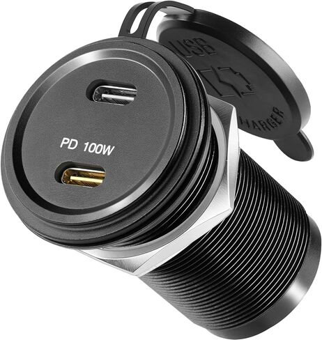 Acegoo 120W 12V USB Outlet, PD3.0 100W Type-C Car Laptop Charger, Dual Port Fast Charging Socket for Drone, Starlink Mini, Cigarette Lighter Replacement for RV Camper Truck Boat (2 Pcs) in Saudi Arabia
